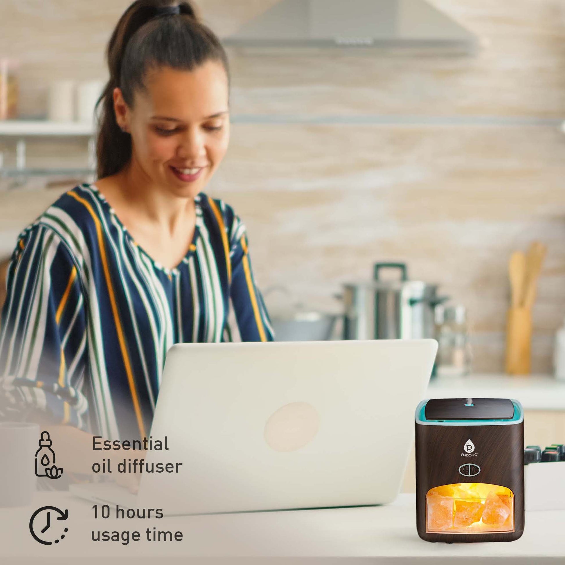 Pursonic Himalayan Salt Lamp & Aromatherapy Diffuser Wellness Set-1